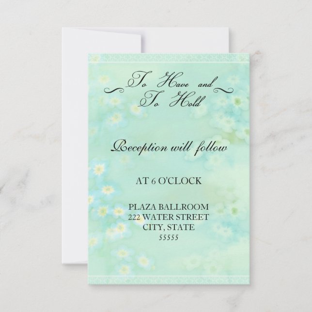 Forget Me Not Floral Wedding Reception Card (Front)