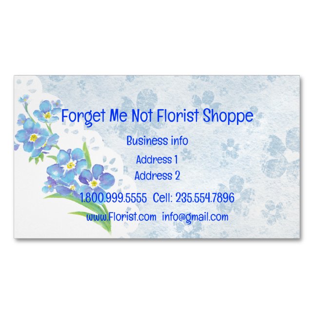 Forget Me Not Florist Shoppe Flower Business Card (Front)