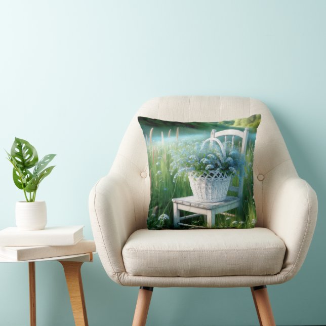 Forget-Me Not Flower Basket Cushion (Chair)