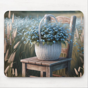 Forget-Me Not Flower Basket Mouse Mat
