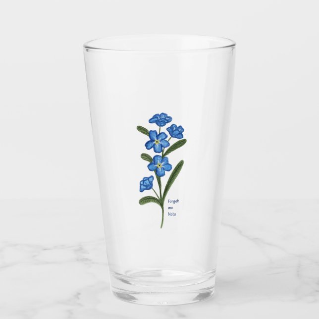 Forget Me Not Flower Glass Tumbler (Front)