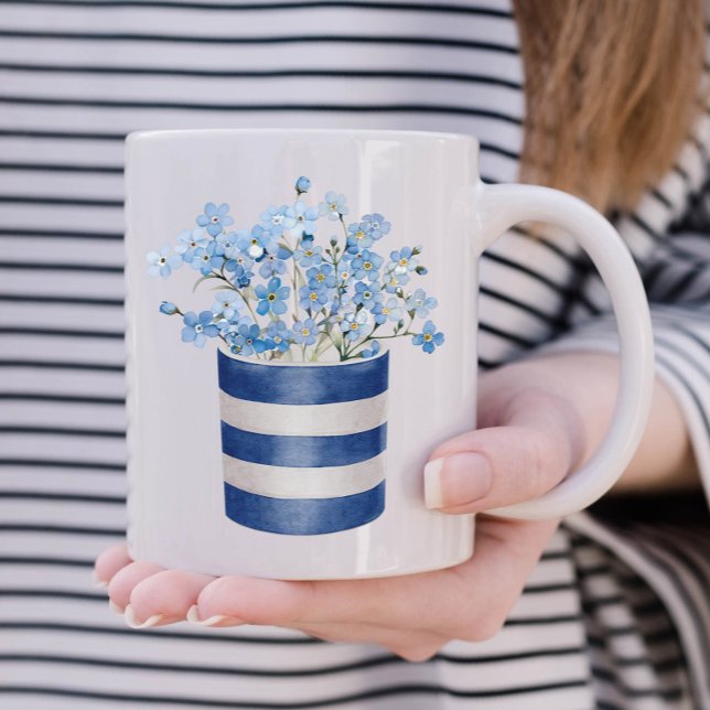 Forget Me Not Flower Lover Ceramic Coffee Mug (Forget me Nots personalized mug)