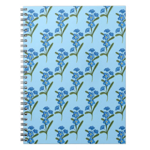 Forget Me Not Flower Notebook Blue Pattern