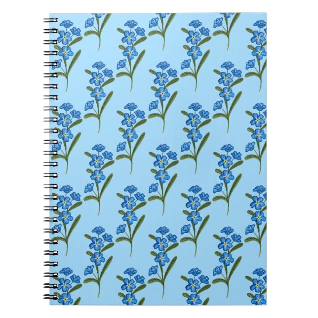 Forget Me Not Flower Notebook Blue Pattern (Front)