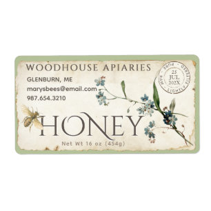Forget-me-not flower parchment bee honey postmark