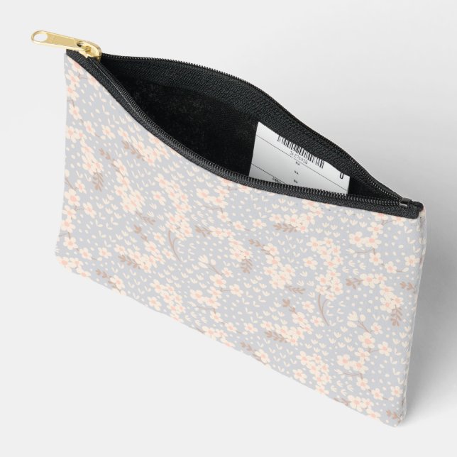 Forget-me-not flower Pattern Accessory Pouch (Open)