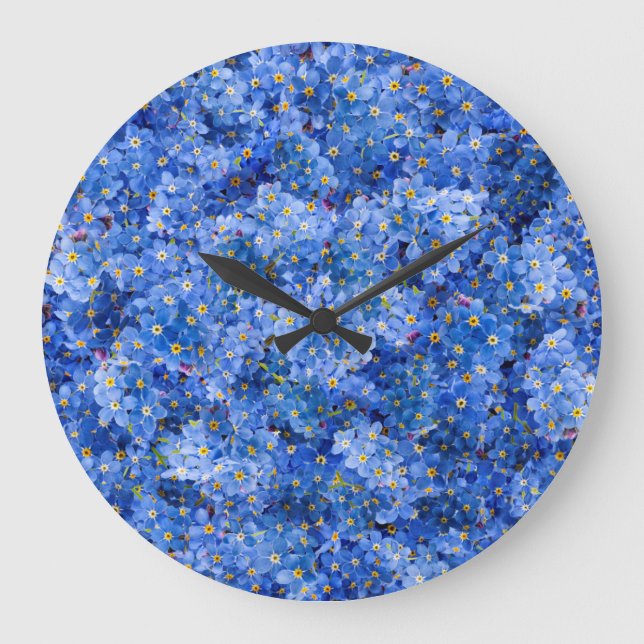 Forget Me Not Flower Pattern Large Clock (Front)