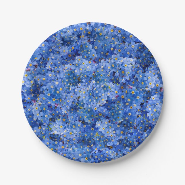 Forget Me Not Flower Pattern Paper Plate (Front)