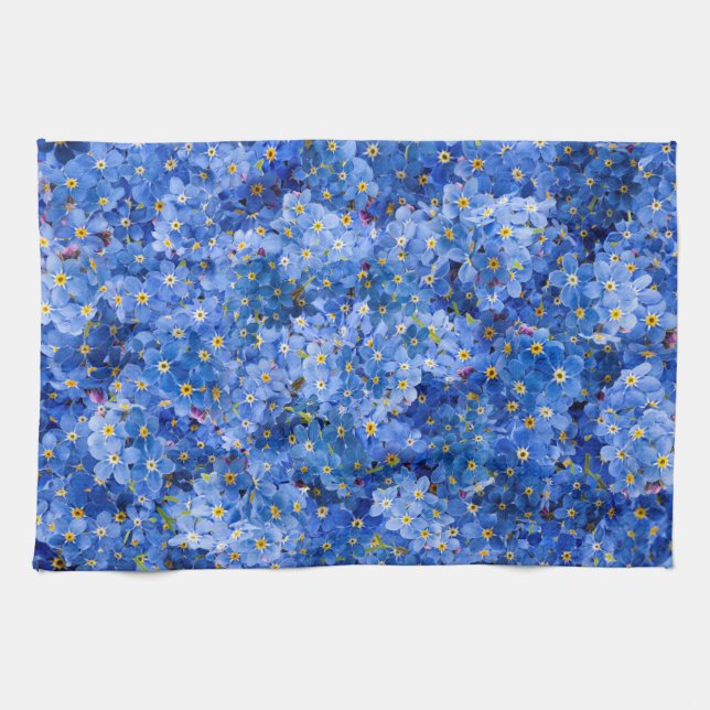 Forget Me Not Flower Pattern Tea Towel (Horizontal)