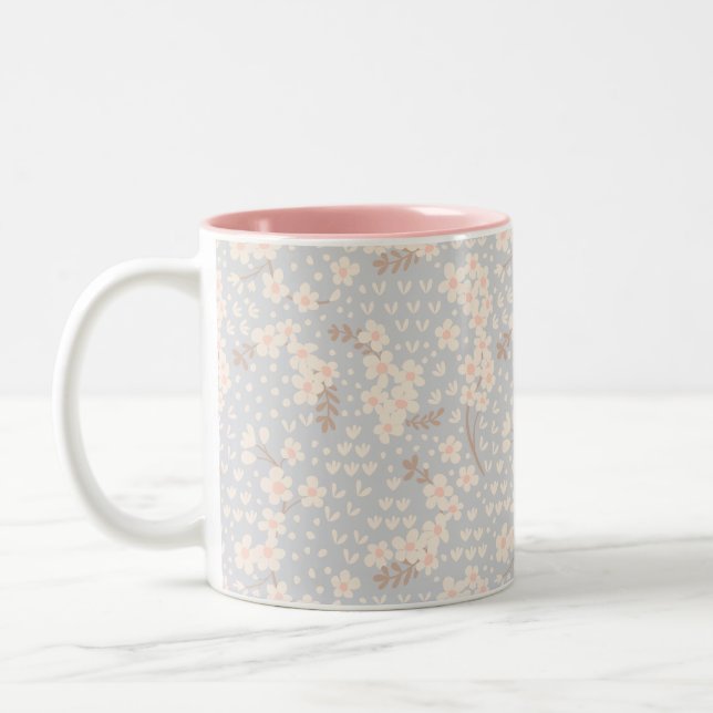 Forget-me-not flower Pattern Two-Tone Coffee Mug (Left)