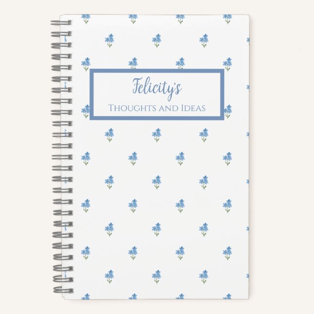 Forget Me Not Flower Personalized Journal Notebook (Front)