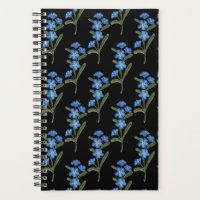 Forget Me Not Flower Planner - Black Pattern
