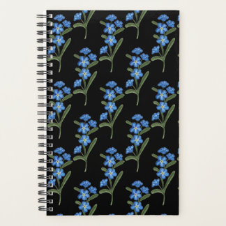 Forget Me Not Flower Planner - Black Pattern