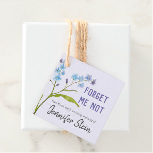 Forget me not flower seed funeral memorial favour tags