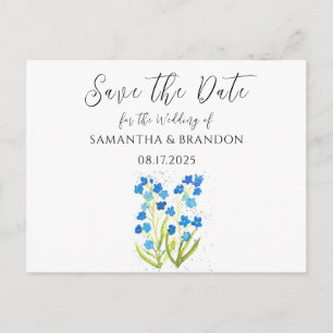 Forget me not flower Watercolor Blue Floral Rustic Postcard