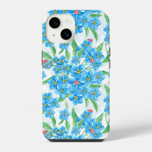 Forget me not flowers and ladybugs iPhone 14 case