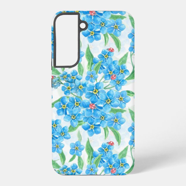 Forget me not flowers and ladybugs samsung galaxy s22+ case (Back)