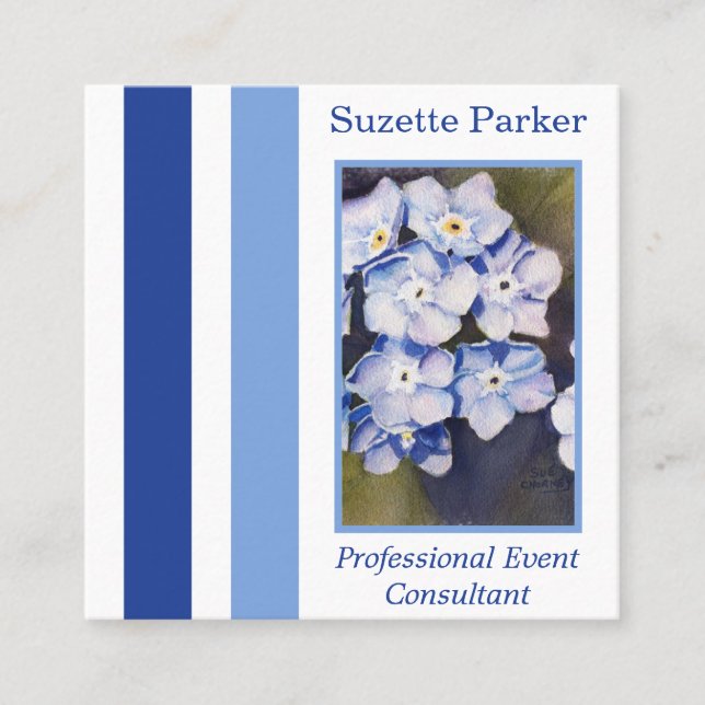 Forget-me-not Flowers Event Planner Square Business Card (Front)