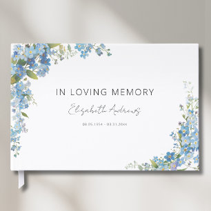 Forget Me Not Flowers Funeral Memorial Guest Book