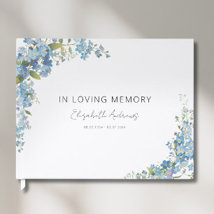 Forget Me Not Flowers Funeral Memorial Guest Book