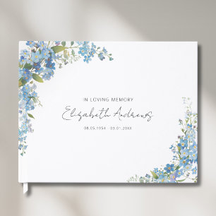 Forget Me Not Flowers Funeral Memorial Guest Book