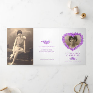 Forget-me-not flowers heart purple funeral Tri-Fold programme