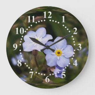 Forget me not flowers large clock