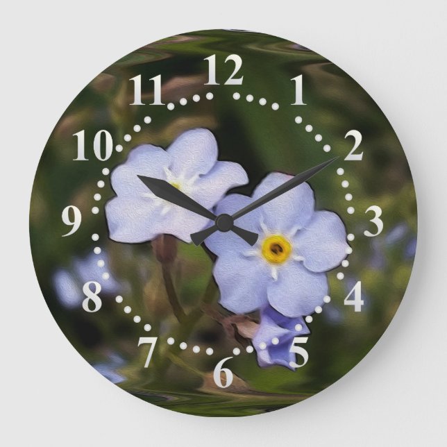 Forget me not flowers large clock (Front)