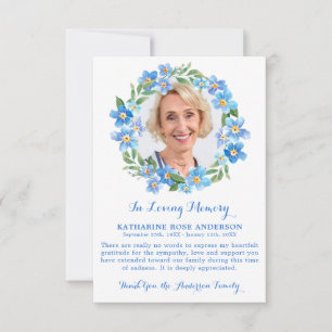 Forget Me Not Flowers Photo Sympathy Funeral Thank You Card