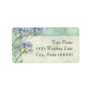 Forget-Me-Not Flowers Purple Green Wedding Label