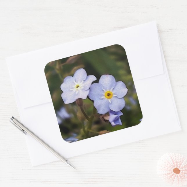 Forget me not flowers square sticker (Envelope)