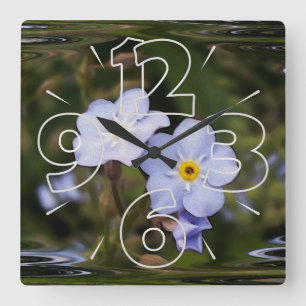 Forget me not flowers square wall clock
