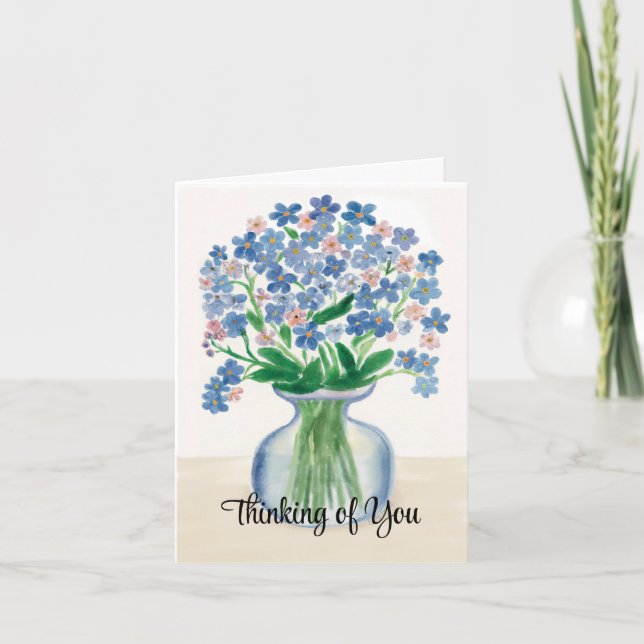 Forget Me Not Flowers Thinking Of You Sympathy Card (Front)