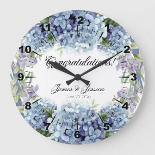 Forget-Me-Not Flowers Watercolor Elegant Large Clock