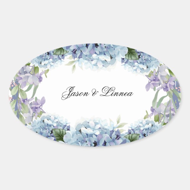 Forget-Me-Not Flowers Watercolor Elegant Oval Sticker (Front)