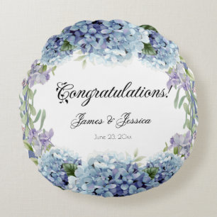 Forget-Me-Not Flowers Watercolor Elegant Round Cushion