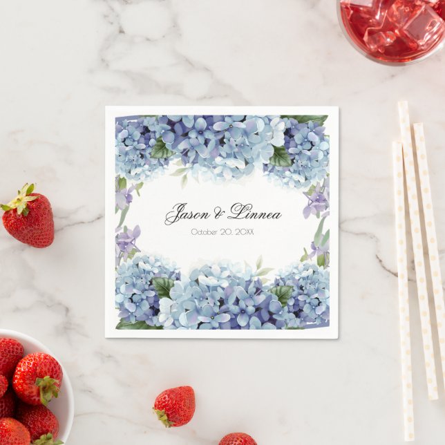 Forget-Me-Not Flowers Watercolor Elegant Wedding Napkin (Insitu)