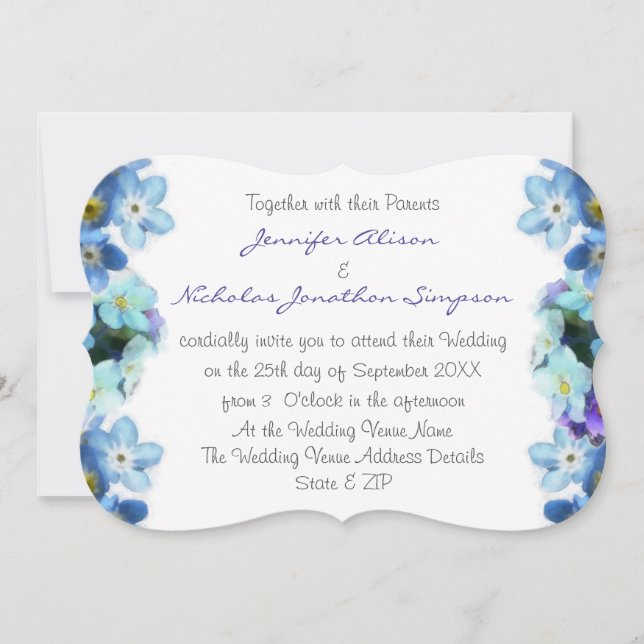 Forget Me Not Flowers Watercolor Wedding Invitation (Front)