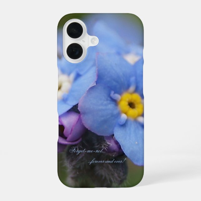 Forget-me-not forever and ever! iPhone 16 case (Back)