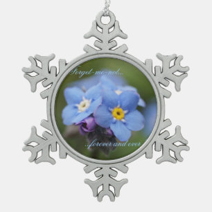 Forget-me-not forever and ever! snowflake pewter christmas ornament