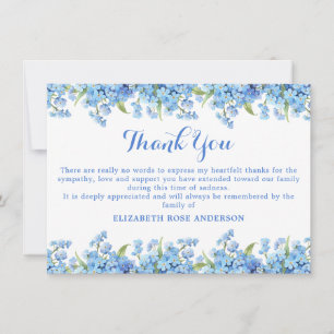 Forget Me Not Funeral Floral Memorial Sympathy Thank You Card