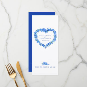 Forget-me-not heart blue white wedding menus