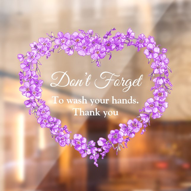 Forget me not heart don't forget wash your hands window cling (Sheet 2)