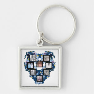 Forget Me Not Heart Memory Eight Photo Key Ring