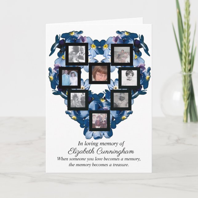 Forget Me Not Heart Memory Treasure Sympathy Card (Front)