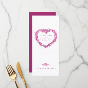 Forget-me-not heart pink white wedding menus