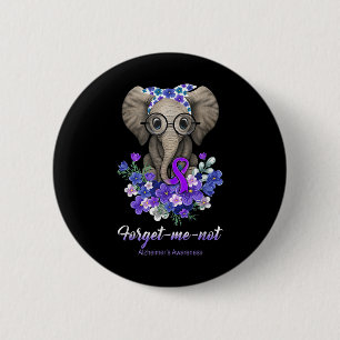 Forget Me Not Heimers Awareness Elephant Flower 6 Cm Round Badge