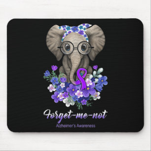 Forget Me Not Heimers Awareness Elephant Flower Mouse Mat