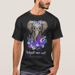 Forget Me Not Heimers Awareness Elephant Flower T-Shirt