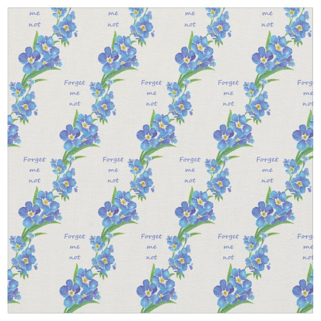 "Forget me not" Inspirational Quote Garden Flower Fabric (Close Up)